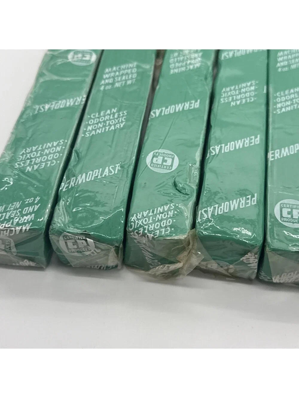 Vintage Permoplast Green Modeling Clay 4 oz Bars Machine Wrapped Lot 21